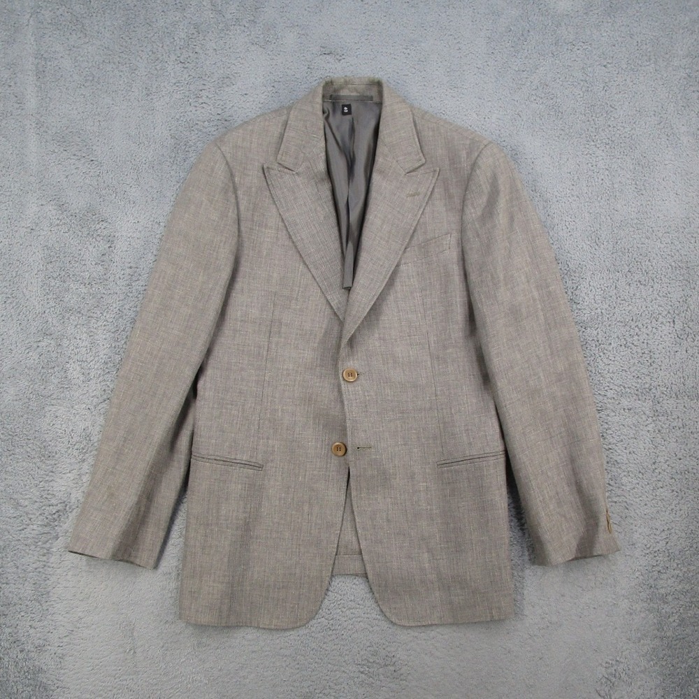 Armani Collezioni Mens 40R Blazer Linen Wool Blend Taupe Gray Sport Coat 1613L0